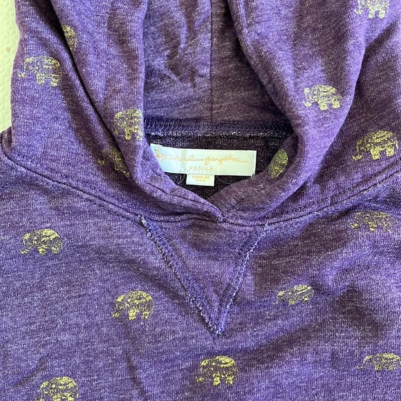 💘 SPIRITUAL GANGSTER - PURPLE & GOLD ELEPHANTS SLEEVELESS CUTOFF HOODIE - Picture 2 of 2